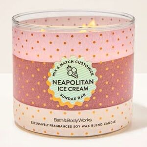 Bath & Body Works Neapolitan Ice Cream Candle - Pink and Brown Dots